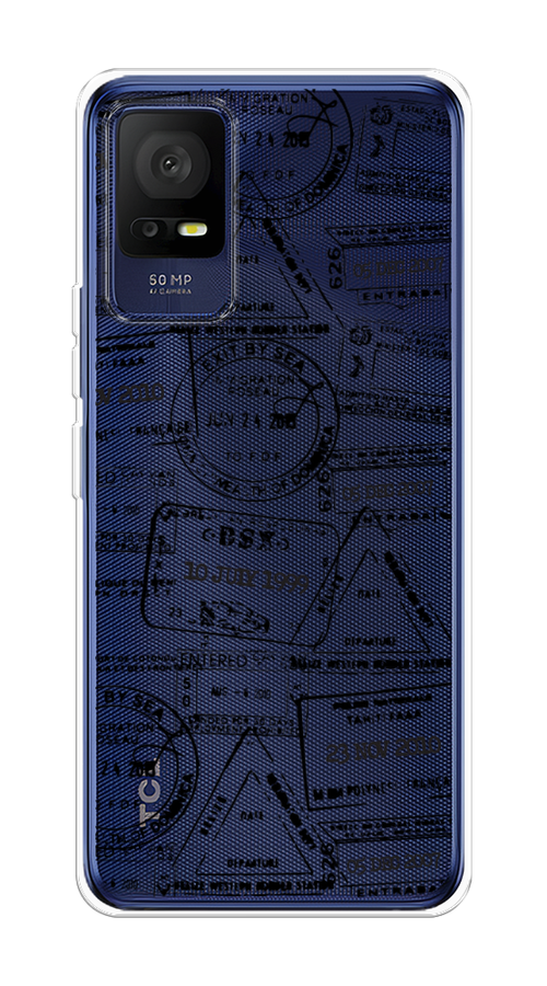 

Чехол на TCL 408 "Visa stamps 2", Белый;черный;серый, 291350-2
