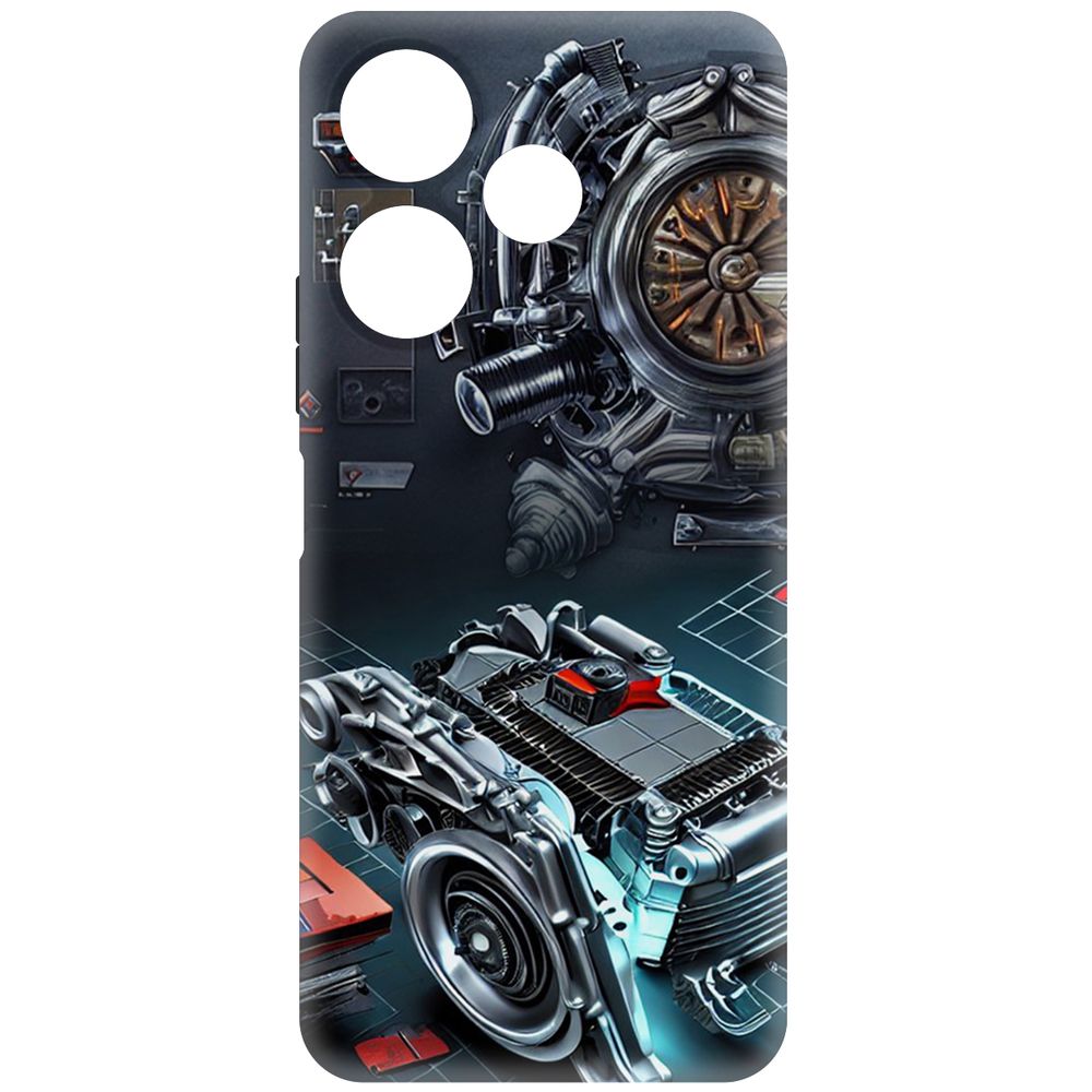 

Чехол-накладка Krutoff Soft Case Моторы для Xiaomi Redmi 13 черный
