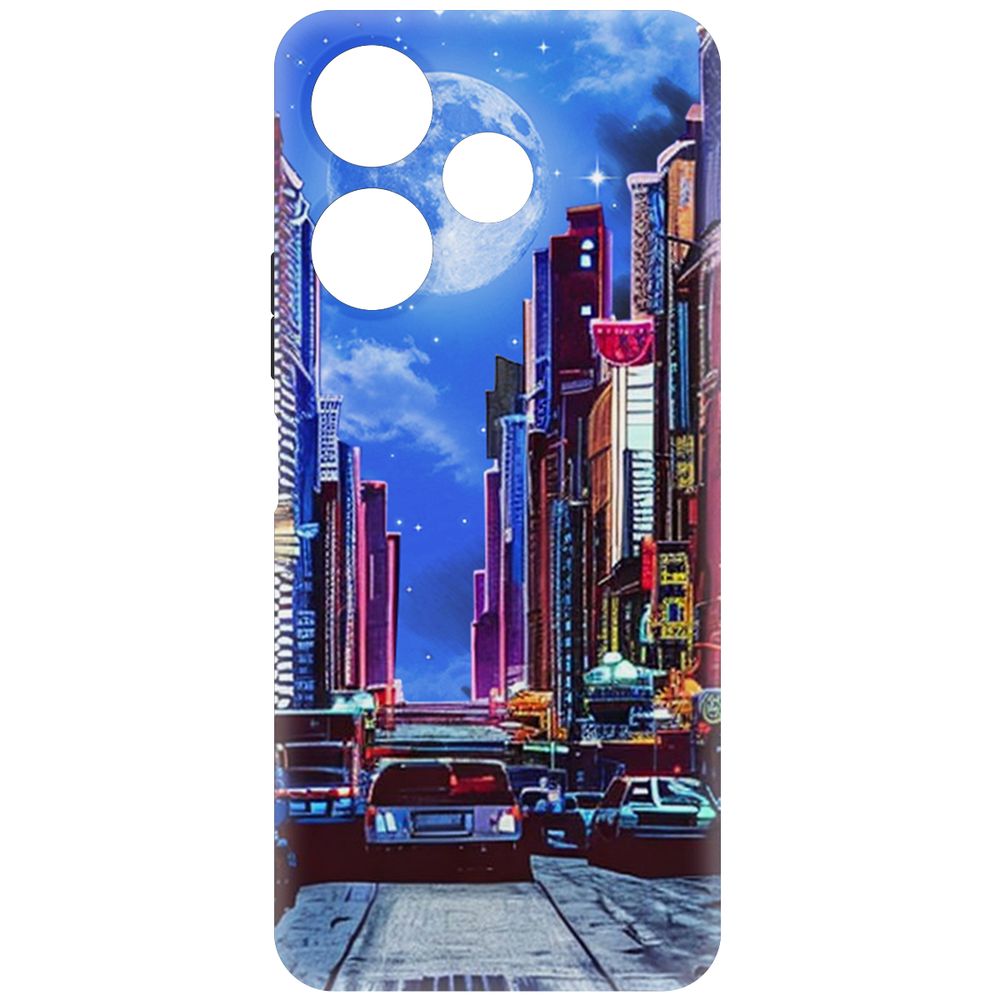 

Чехол-накладка Krutoff Soft Case Ночной город для Xiaomi Redmi 13 черный