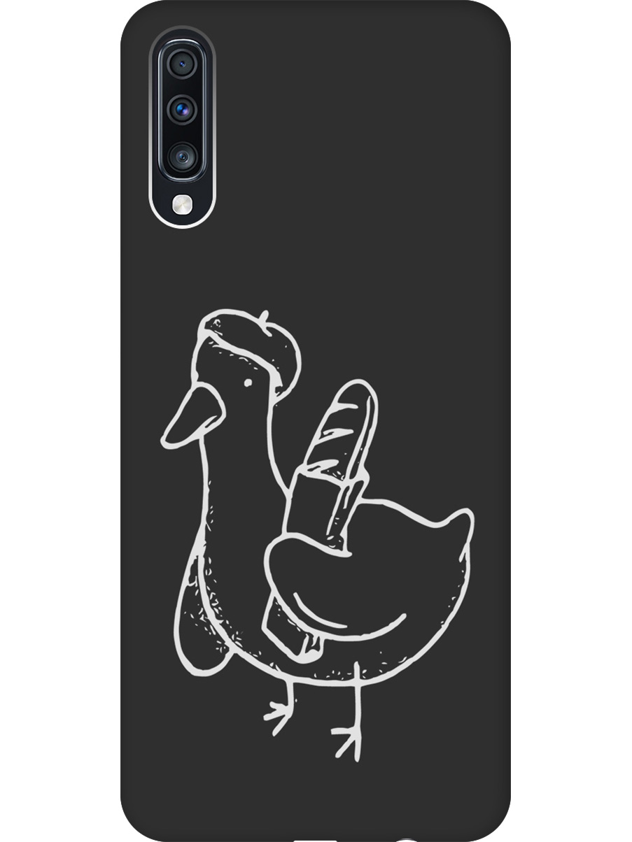 

Силиконовый чехол на Samsung Galaxy A70/A70s с принтом "Французский гусь" матовый черный, Черный;белый;серый, 720804412