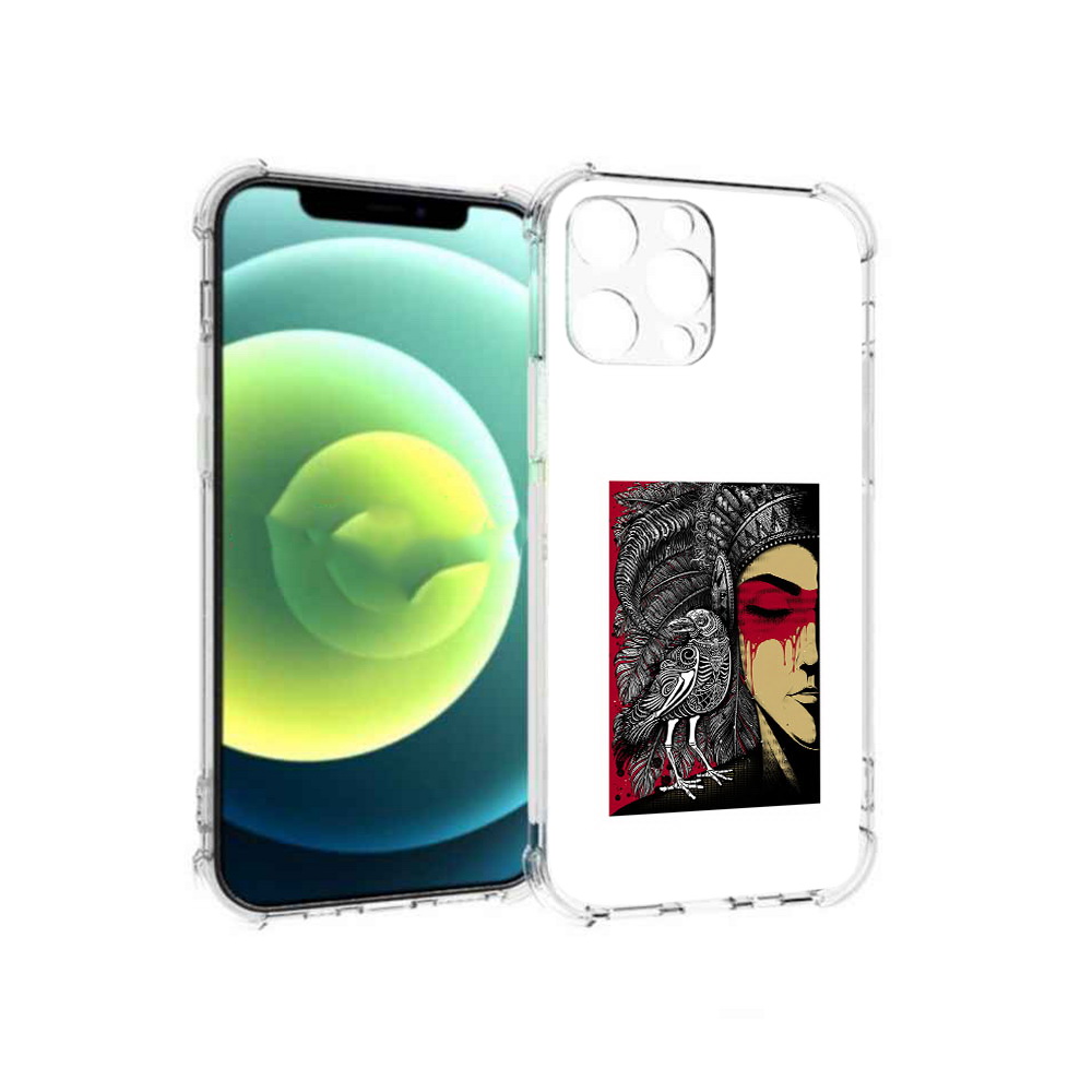 

Чехол MyPads Tocco для Apple iPhone 13 Pro девушка с вороном в абстракции, Прозрачный, Tocco
