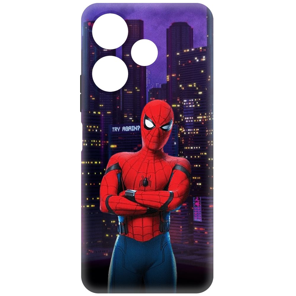 

Чехол-накладка Krutoff Soft Case Человек-Паук. На крыше для Xiaomi Redmi 13 черный