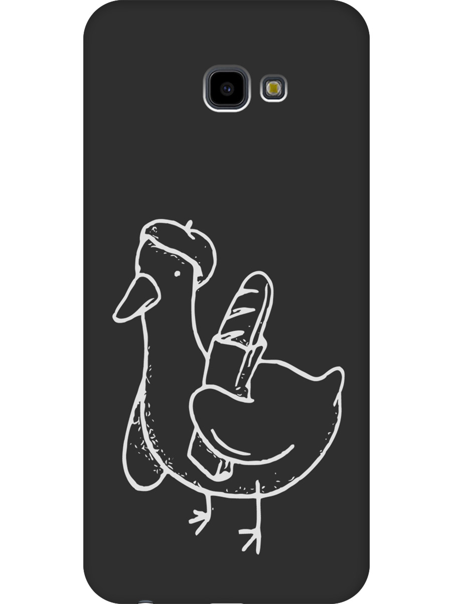 

Силиконовый чехол на Samsung Galaxy J4+ с принтом "Французский гусь" матовый черный, Черный;белый;серый, 719355712