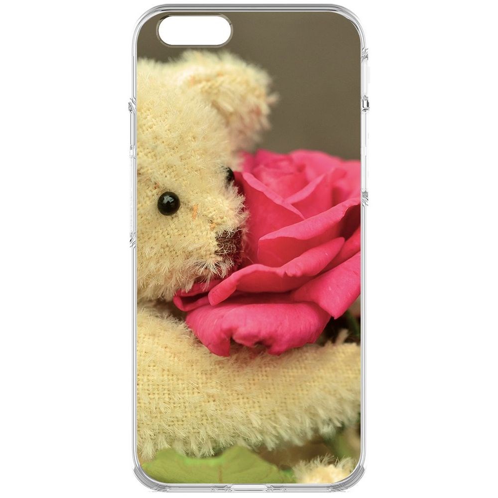 Чехол-накладка Krutoff Clear Case Медвежонок с розой для iPhone 6S
