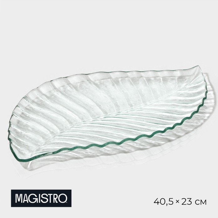 

Блюдо Magistro «Лист», 40,5x23x1,8 см, цвет прозрачный, Блюдо стеклянное сервировочное Magistro «Лист»