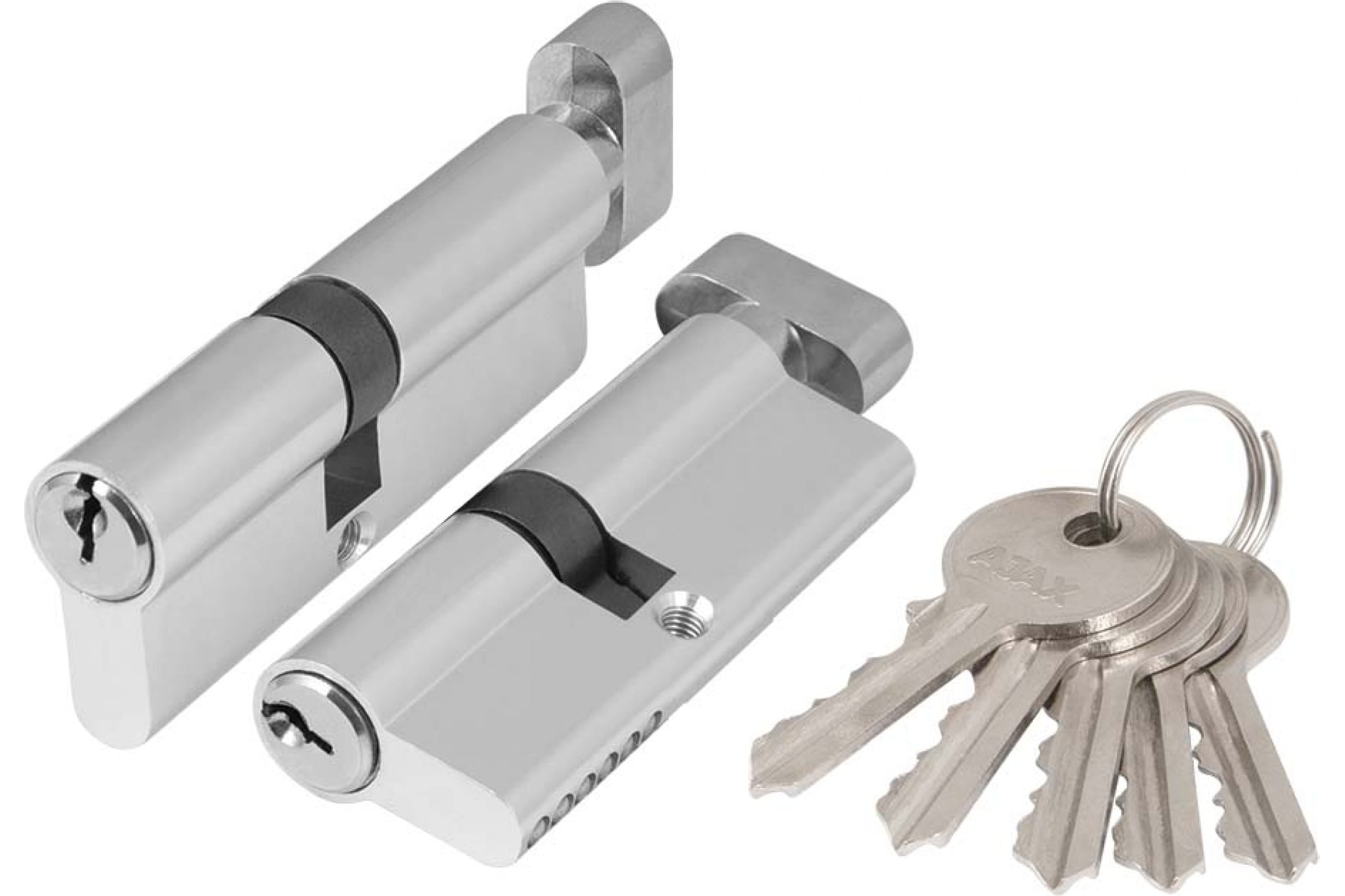 

Цилиндровый механизм AJAX (АЯКС) AZ102/100 mm (45+10+45) CP хром 5 кл., Серебристый