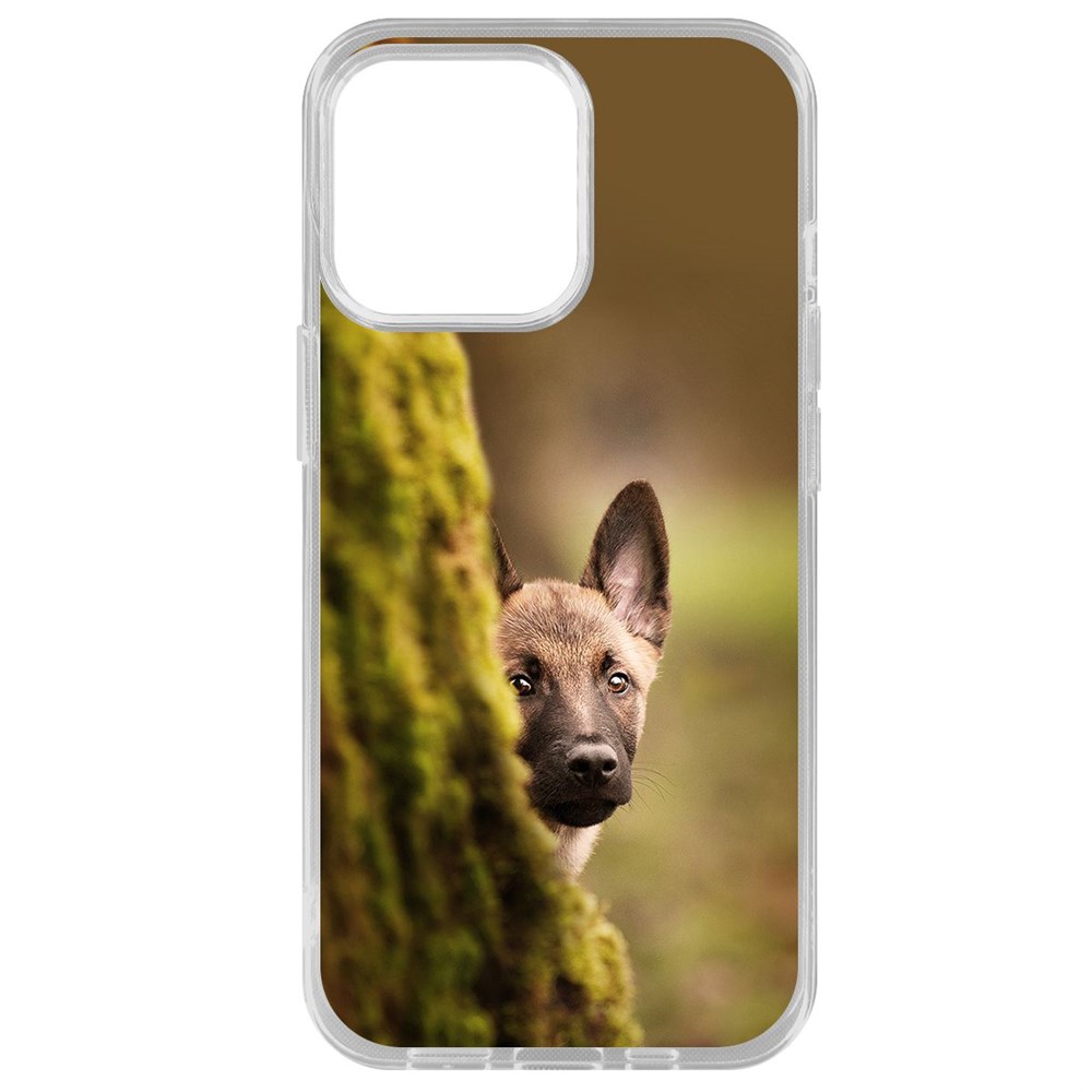 

Чехол-накладка Krutoff Clear Case Щенок овчарки для iPhone 14 Pro Max, Прозрачный