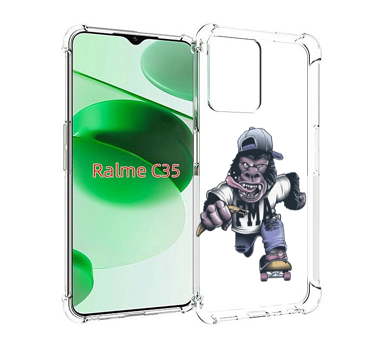 

Чехол MyPads Обезьяна на скейте для Realme C35 / Narzo 50A Prime, Прозрачный, Tocco