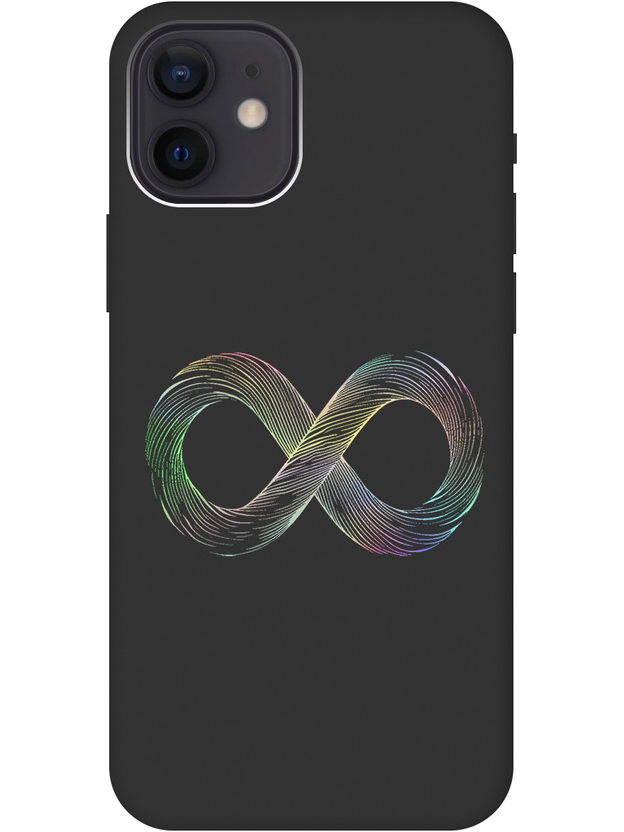 

Силиконовый чехол на Apple iPhone 12 / 12 Pro с принтом матовый черный 845904, Черный;серебристый, 723374161