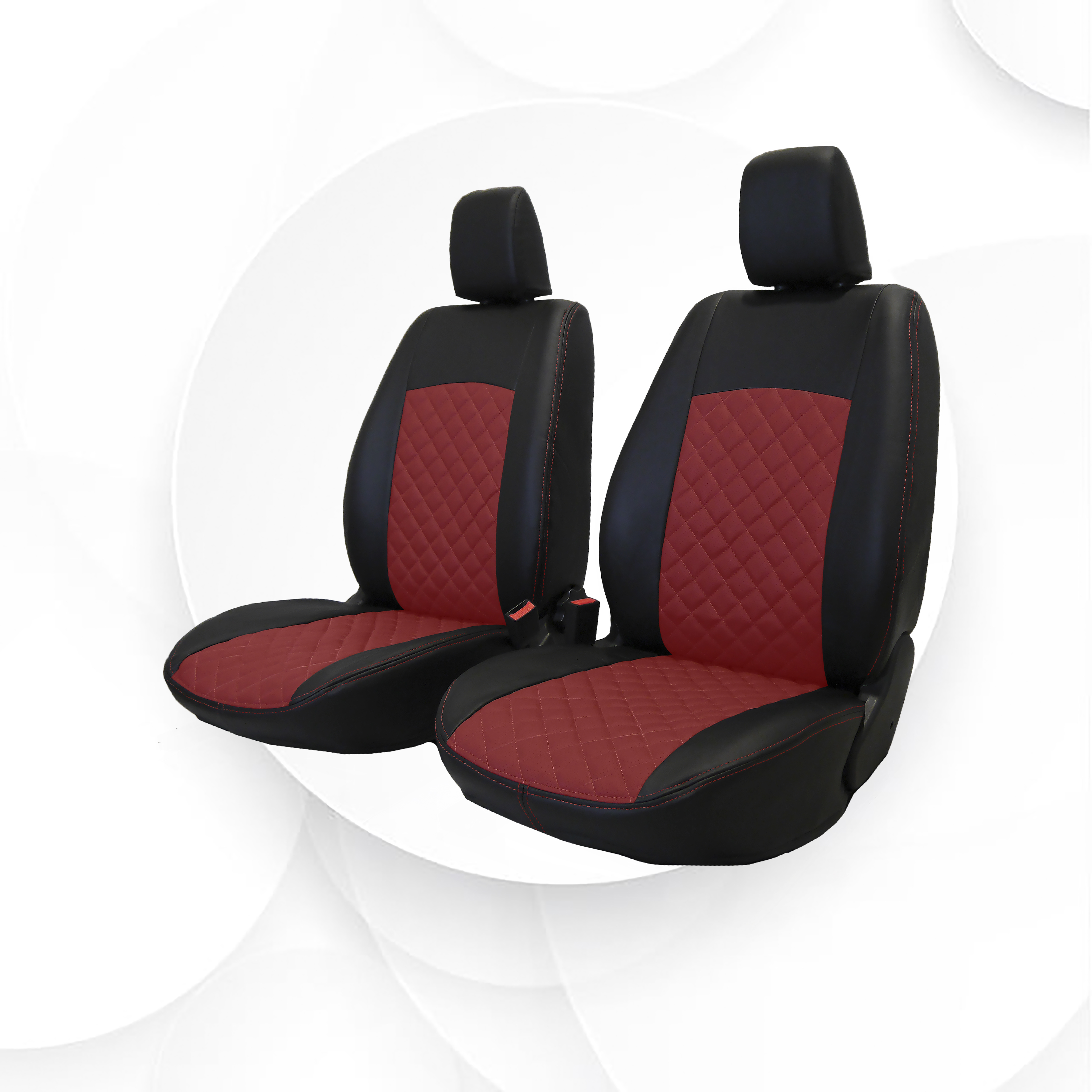 

Чехлы Hyundai Creta 16-21 экокожа ромб красная строчка черные Ростов