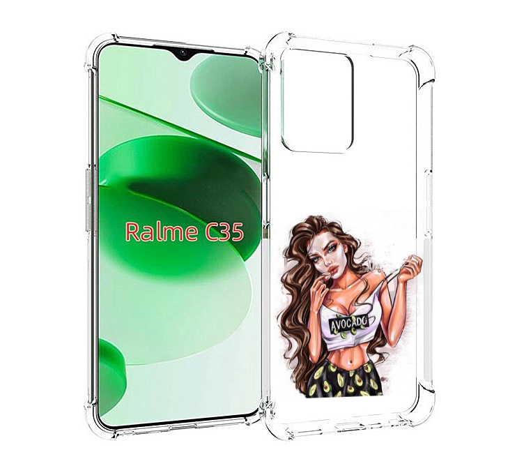 

Чехол MyPads Продукты на дом с доставкой женский для Realme C35 / Narzo 50A Prime, Прозрачный, Tocco