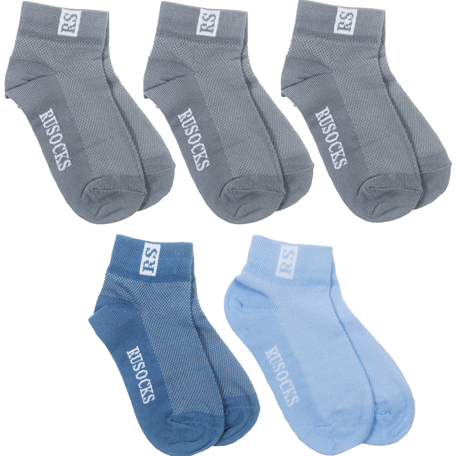 Носки для мальчиков Rusocks 5-Д-36 цв. серый; голубой; синий; белый р. 24