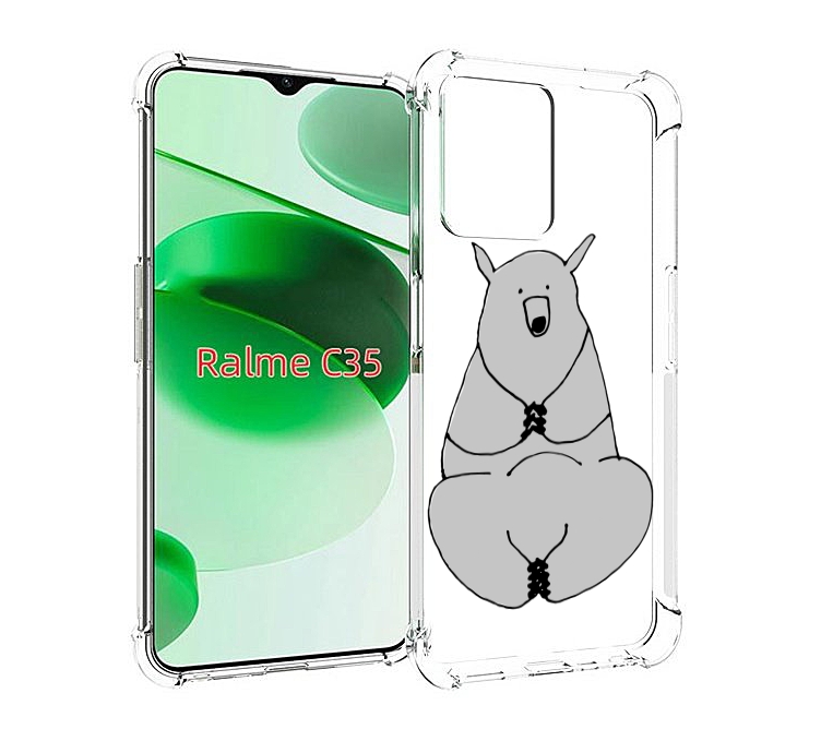 

Чехол MyPads Серый медведь для Realme C35 / Narzo 50A Prime, Прозрачный, Tocco