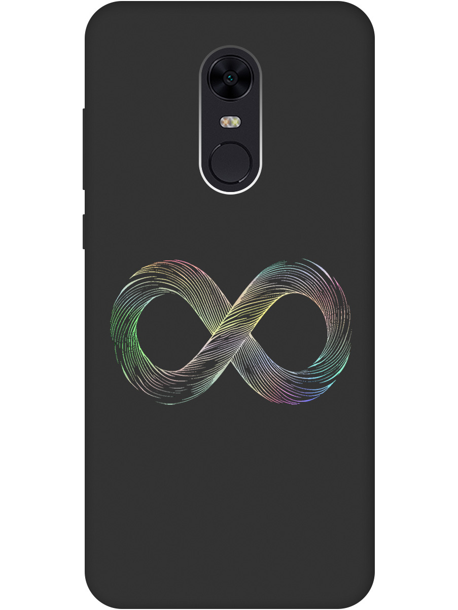 

Силиконовый чехол на Xiaomi Redmi 5 Plus с принтом "Знак бесконечность" матовый черный, Черный;серебристый, 717097561