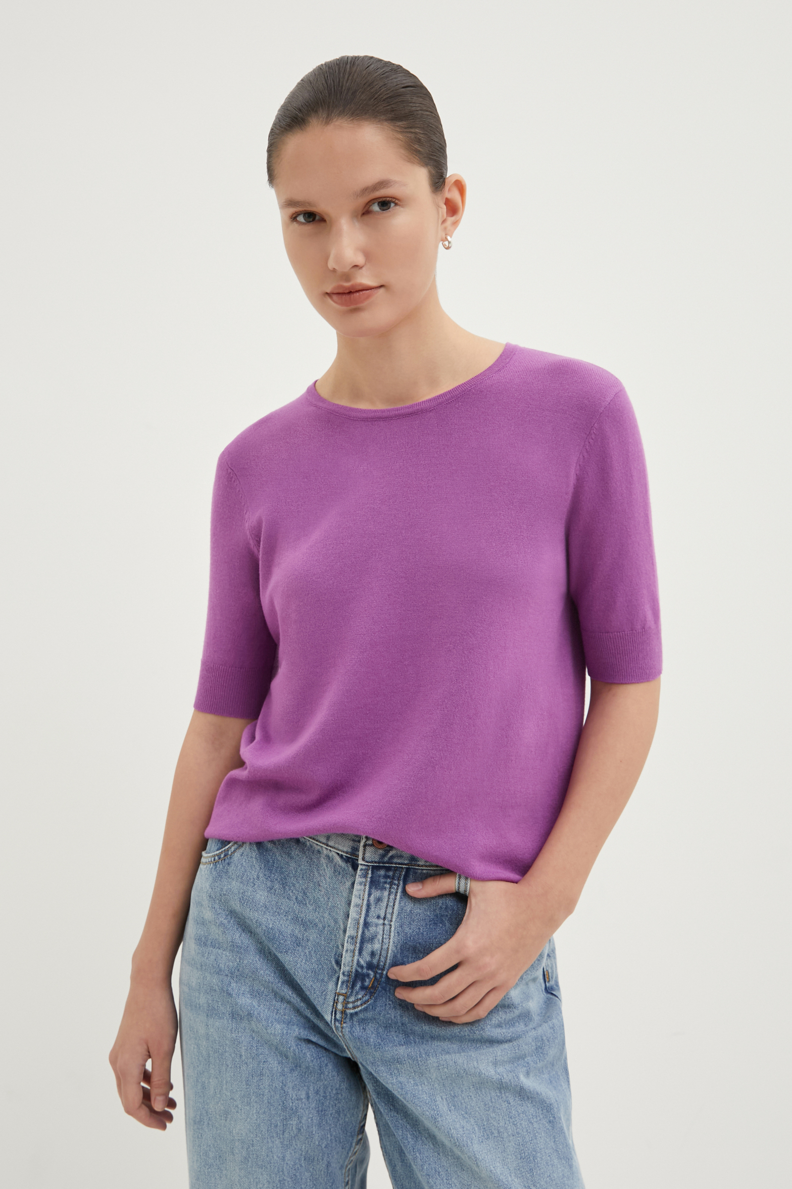 

Джемпер женский Finn Flare BAS-10117 фиолетовый XL, BAS-10117