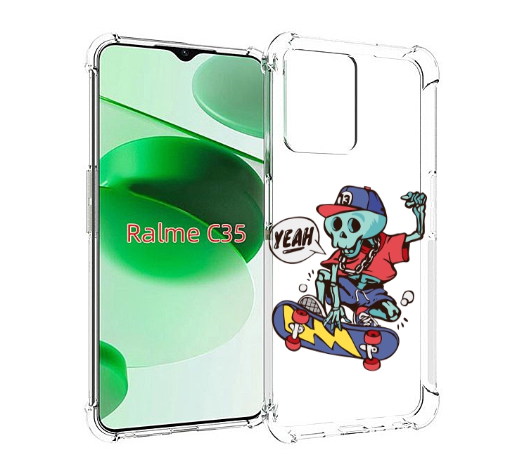 

Чехол MyPads Скелет-на-скейте для Realme C35 / Narzo 50A Prime, Прозрачный, Tocco