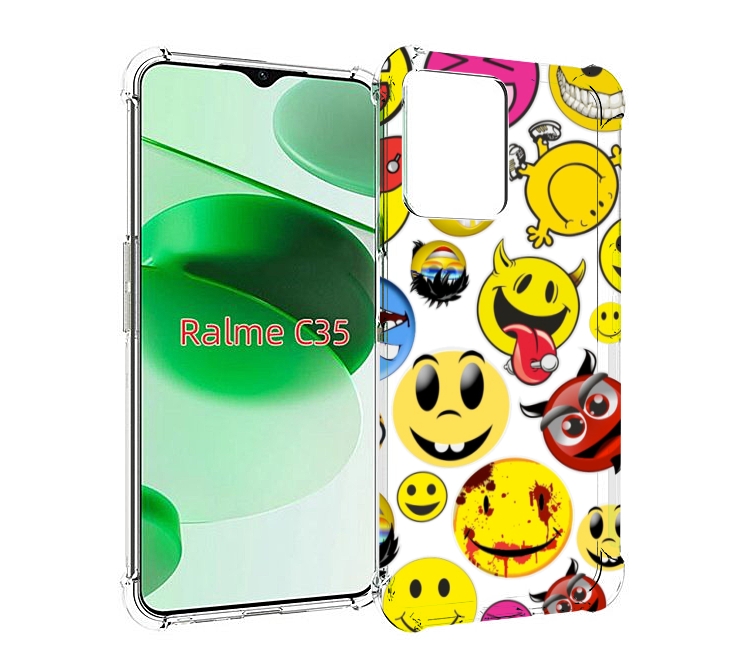 

Чехол MyPads Смайлики для Realme C35 / Narzo 50A Prime, Прозрачный, Tocco