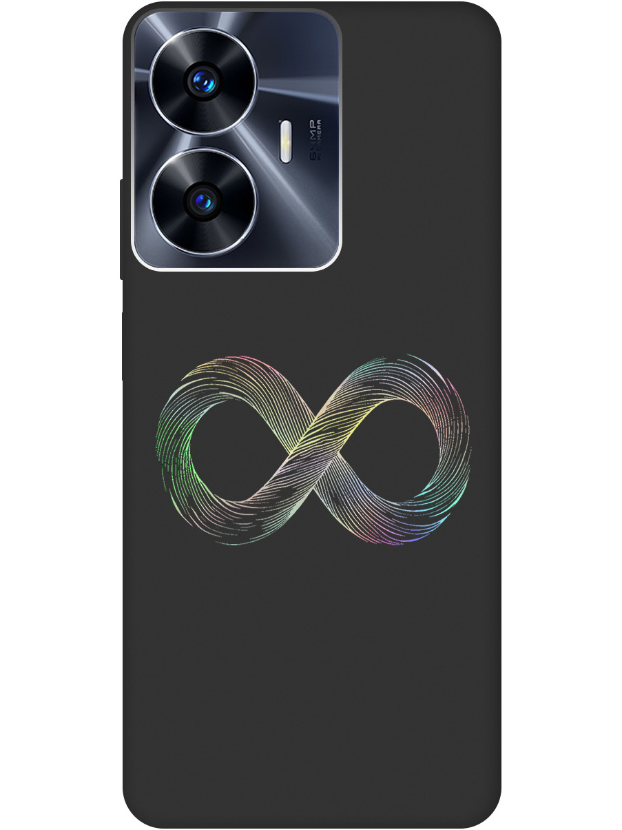 

Силиконовый чехол на Realme C55 с принтом "Знак бесконечность" матовый черный, Черный;серебристый, 768742761
