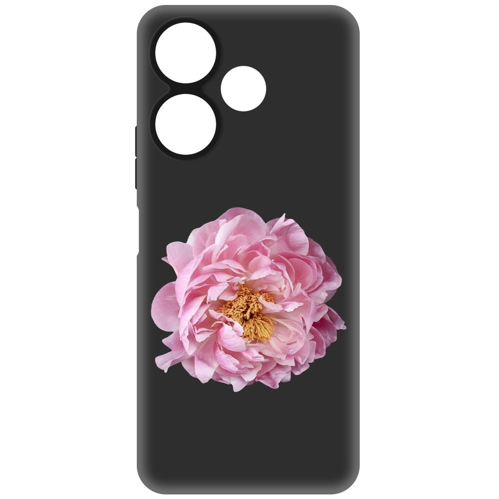 

Чехол-накладка Krutoff Soft Case Розовый пион для Xiaomi Poco M6 4G черный