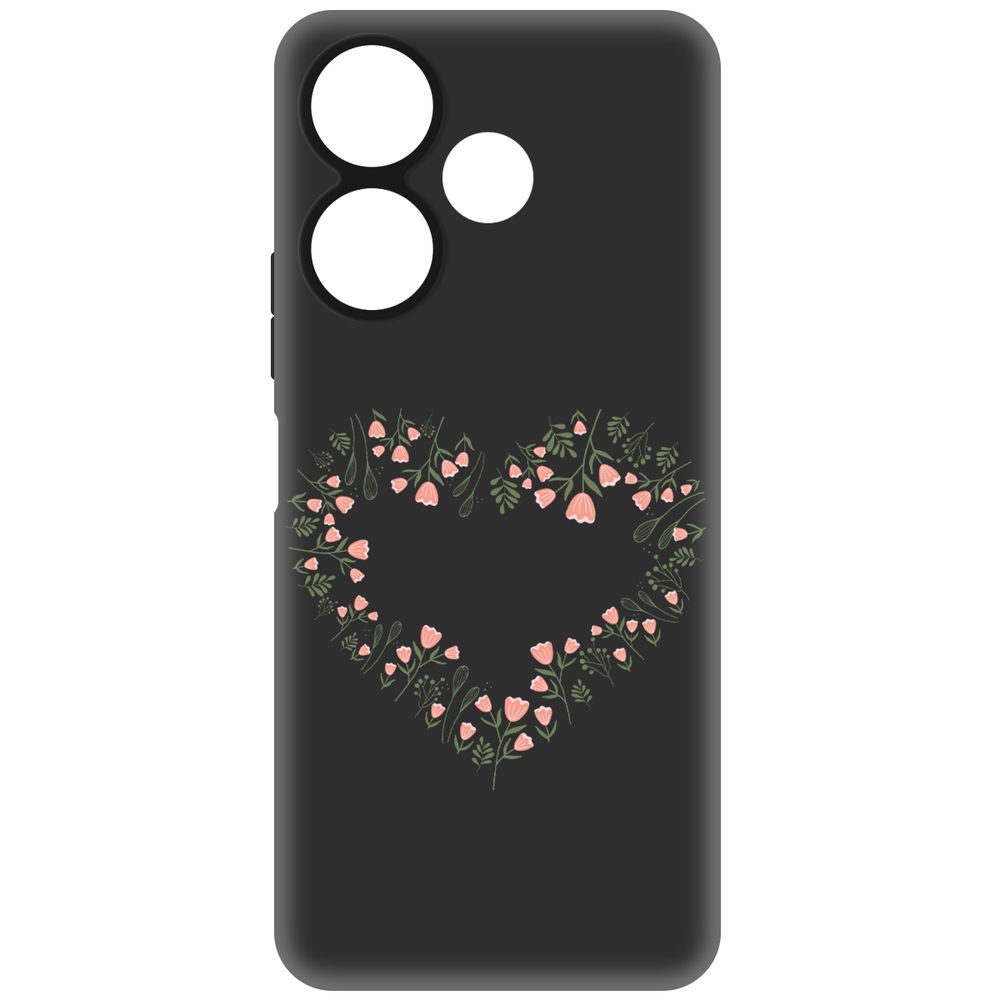 

Чехол-накладка Krutoff Soft Case Цветочное сердце для Xiaomi Poco M6 4G черный
