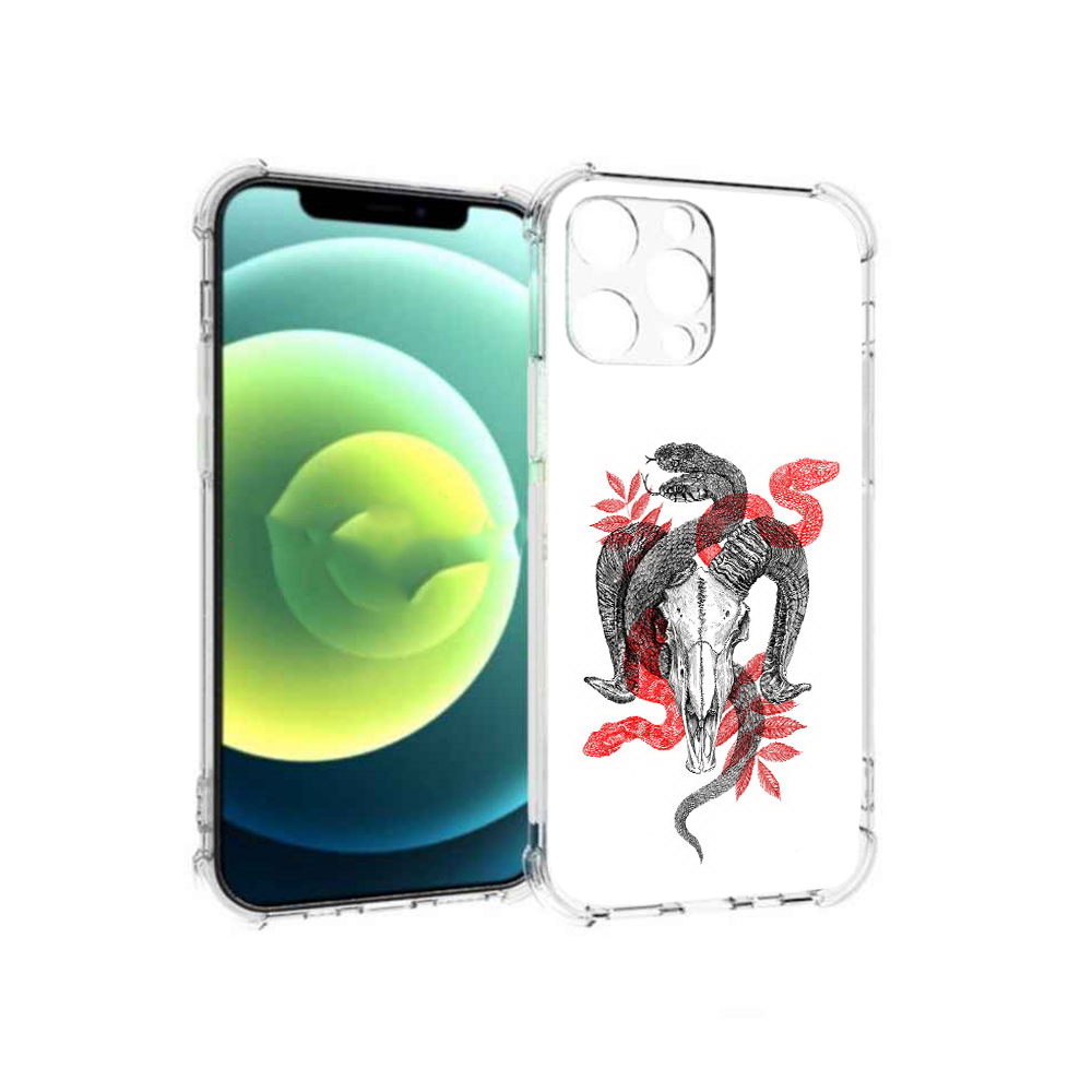 

Чехол MyPads Tocco для Apple iPhone 13 Pro змея в черепе рисунок (PT163086.612.365), Прозрачный, Tocco