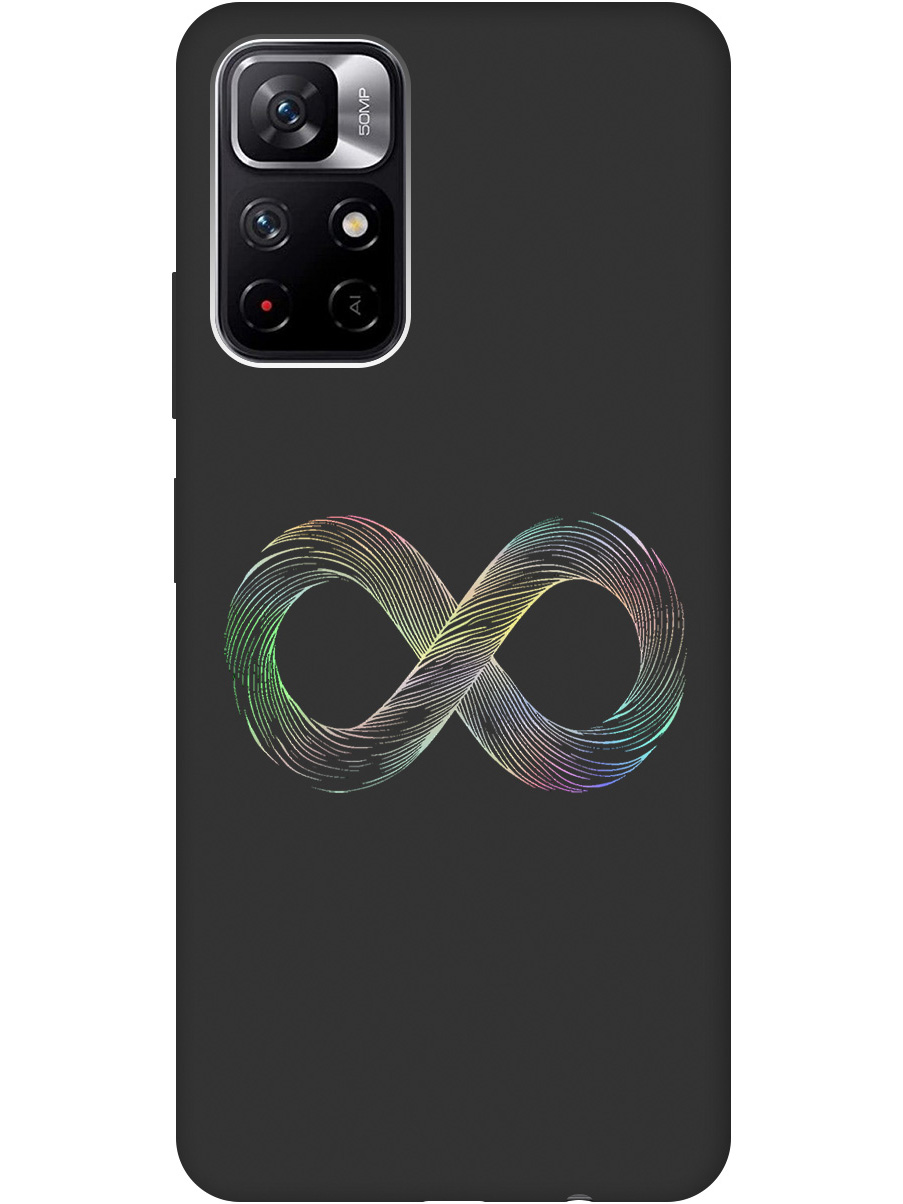 

Силиконовый чехол на Xiaomi Poco M4 Pro 5G с принтом "Знак бесконечность" матовый черный, Черный;серебристый, 734580761