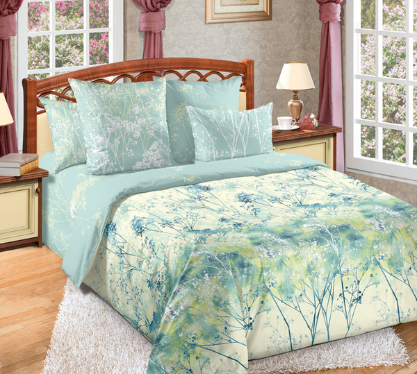 фото Комплект постельного белья дебюсси 6 2-спальный сатин зеленый текс-дизайн