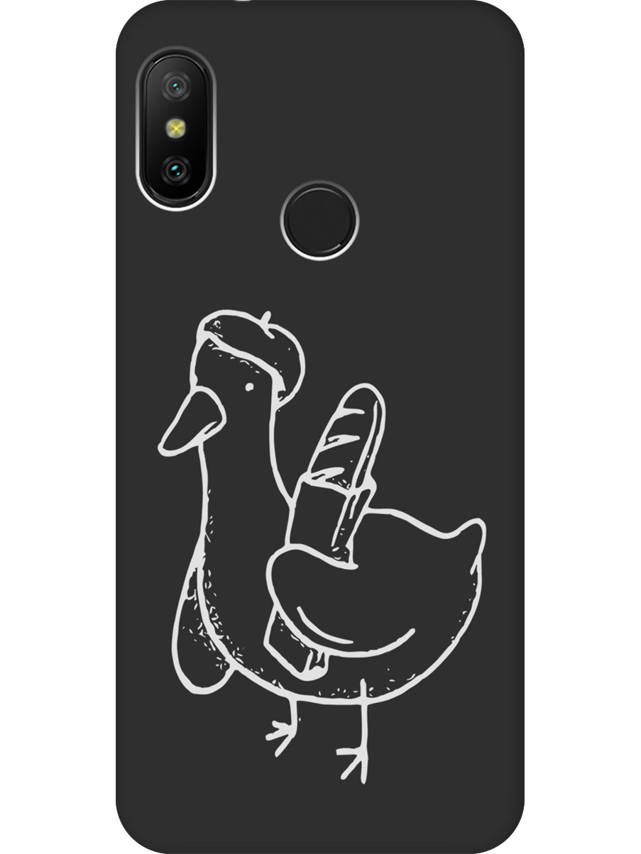 

Силиконовый чехол на Xiaomi Mi A2 Lite/Redmi 6 Pro с принтом матовый черный 916335, Черный;белый;серый, 718586912