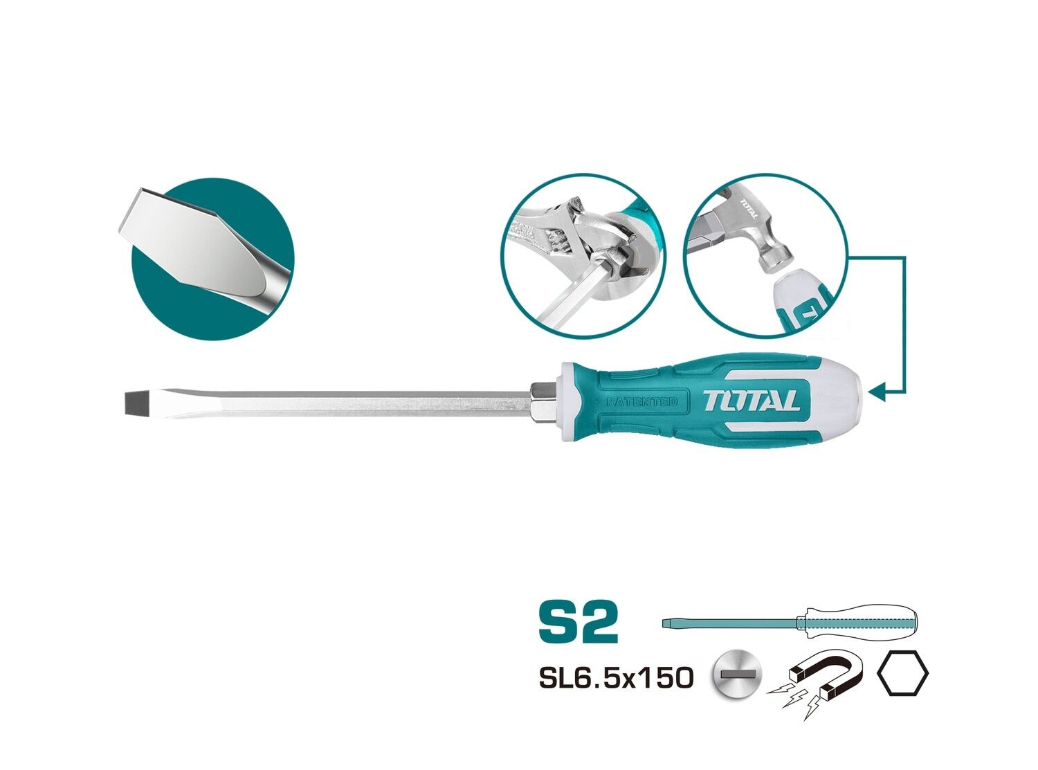 Отвертка ударная прямая Total THGS61506 150мм S2 6.0