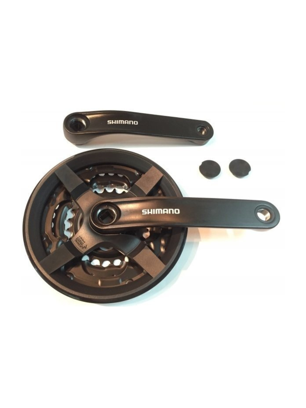 

Шатуны Shimano Tourney, TY-301, 170 мм, 48/38/28, защита, квадрат, черные, Черный, TY-301