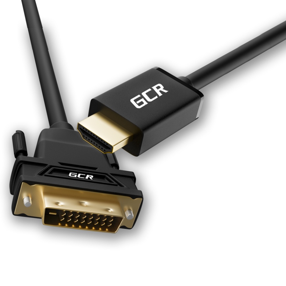 фото Gcr кабель 1.8м hdmi-dvi черный od7.3мм позолоченные контакты