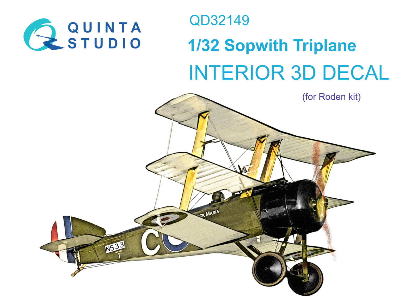 3D Декаль интерьера Quinta Studio 1/32 кабины Sopwith Triplane Roden QD32149