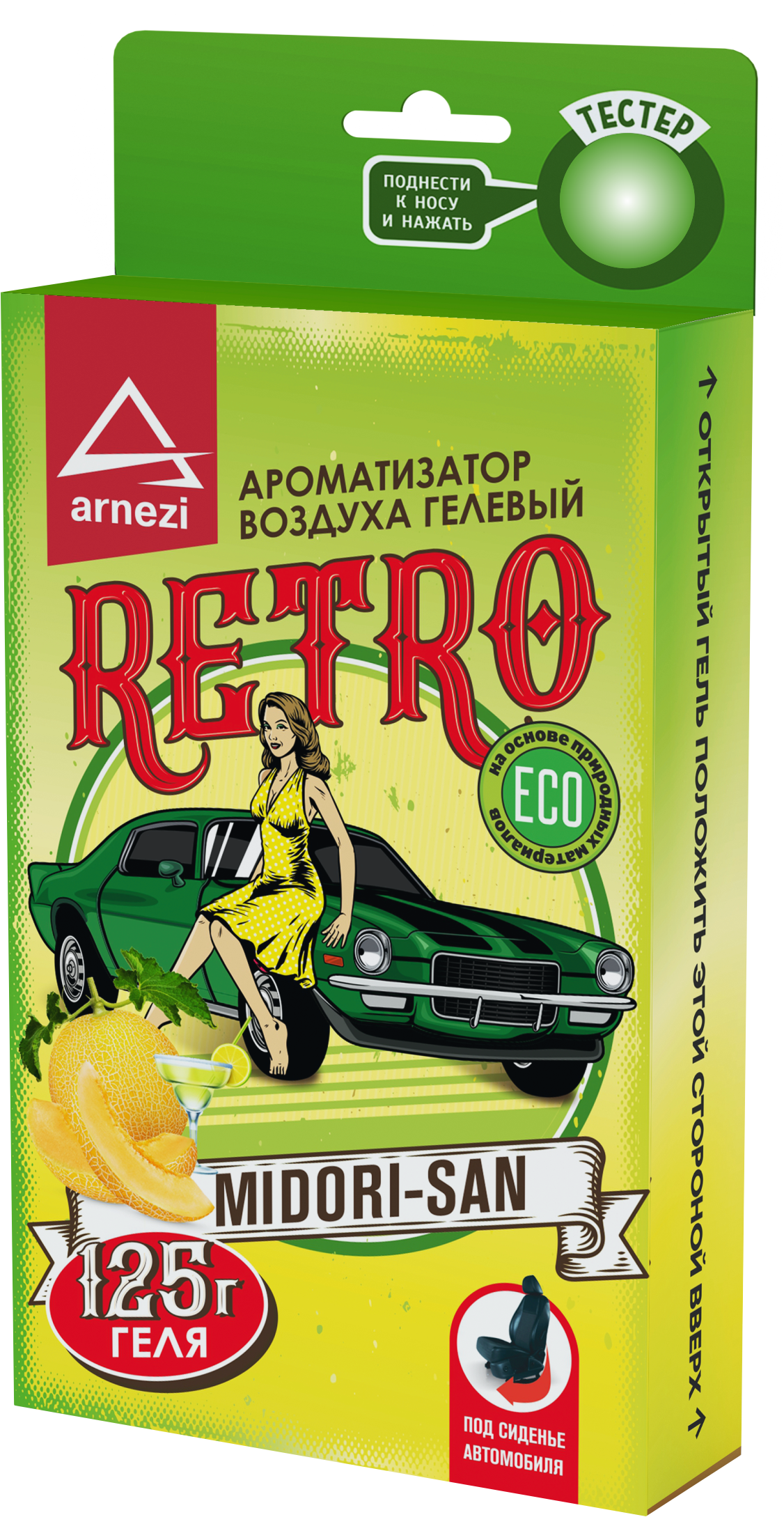 Ароматизатор под сиденье, гелевый Retro Midori-san 125г