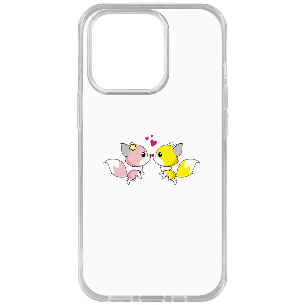 

Чехол-накладка Krutoff Clear Case Лисята для iPhone 14 Pro, Прозрачный