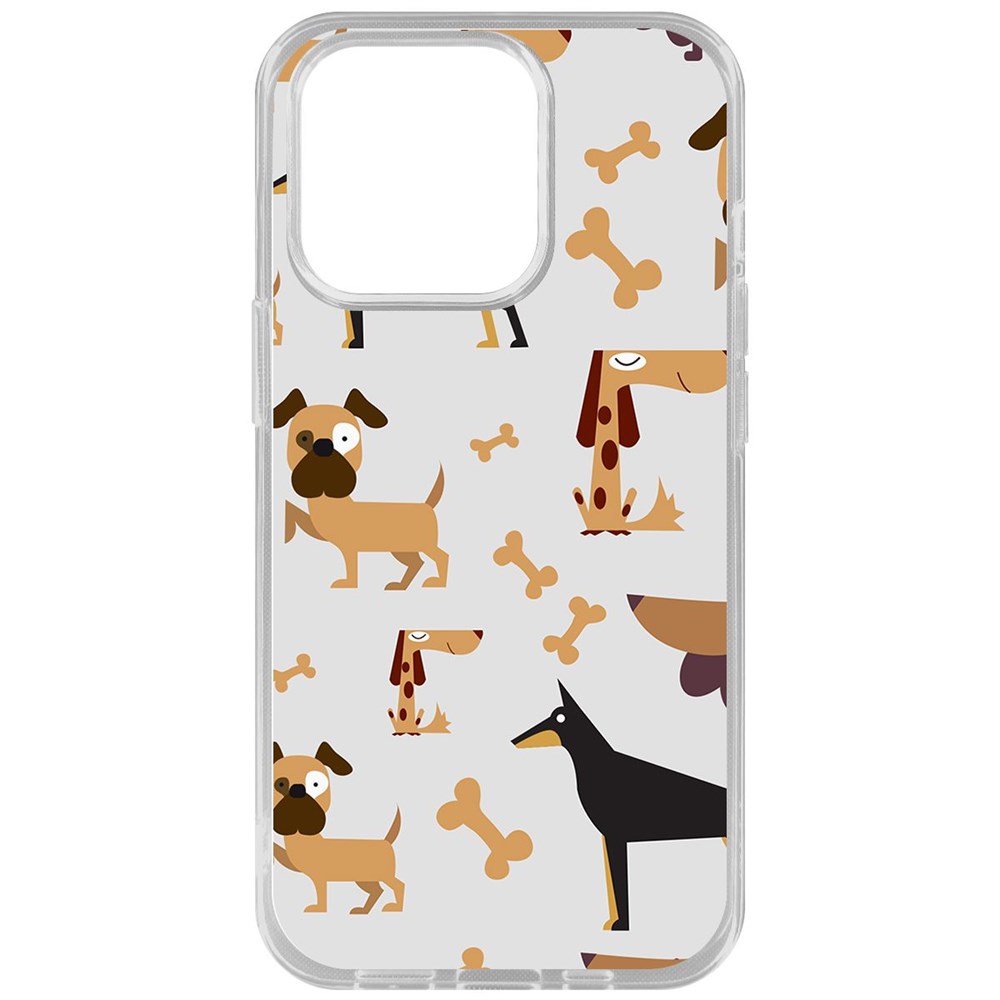 

Чехол-накладка Krutoff Clear Case Собаки паттерн 1 для iPhone 14 Pro, Прозрачный