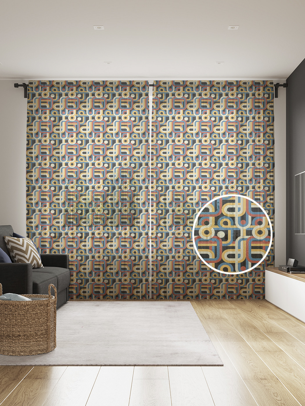 

Фототюль JoyArty "Лабиринт поп-арт", 145x265см (2 полотна со шторной лентой + 50 крючков), Лабиринт поп-арт