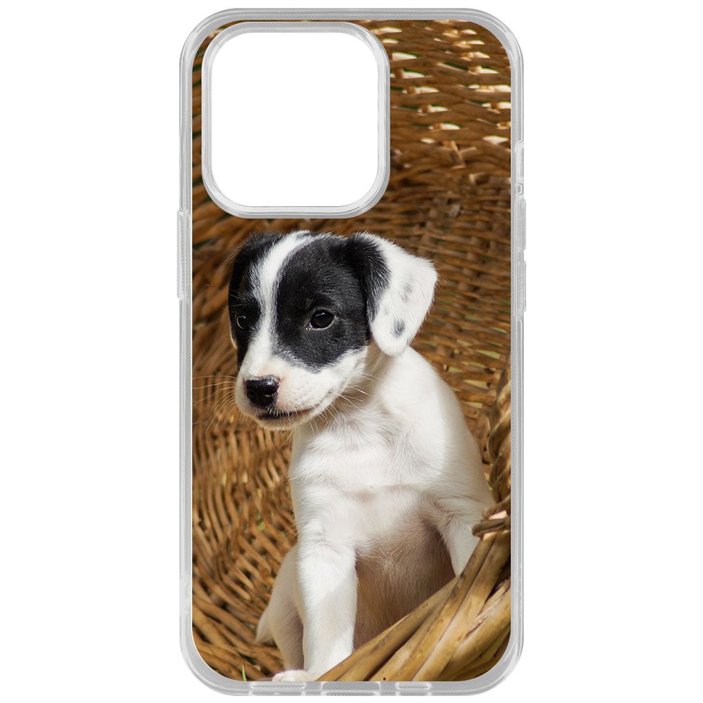 фото Чехол-накладка krutoff clear case щенок в корзине для iphone 14 pro