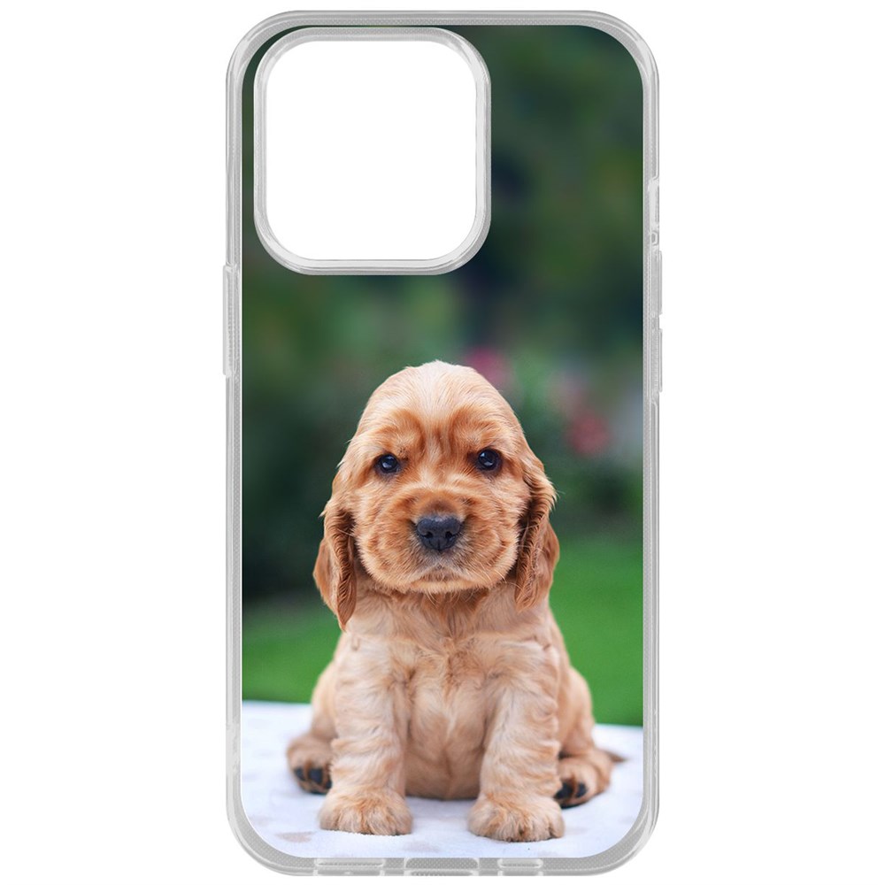 

Чехол-накладка Krutoff Clear Case Щенок кокер-спаниеля для iPhone 14 Pro, Прозрачный