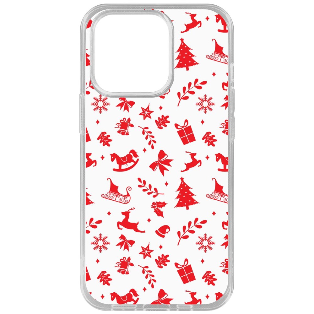 

Чехол-накладка Krutoff Clear Case Новогодние мотивы для iPhone 14 Pro, Прозрачный