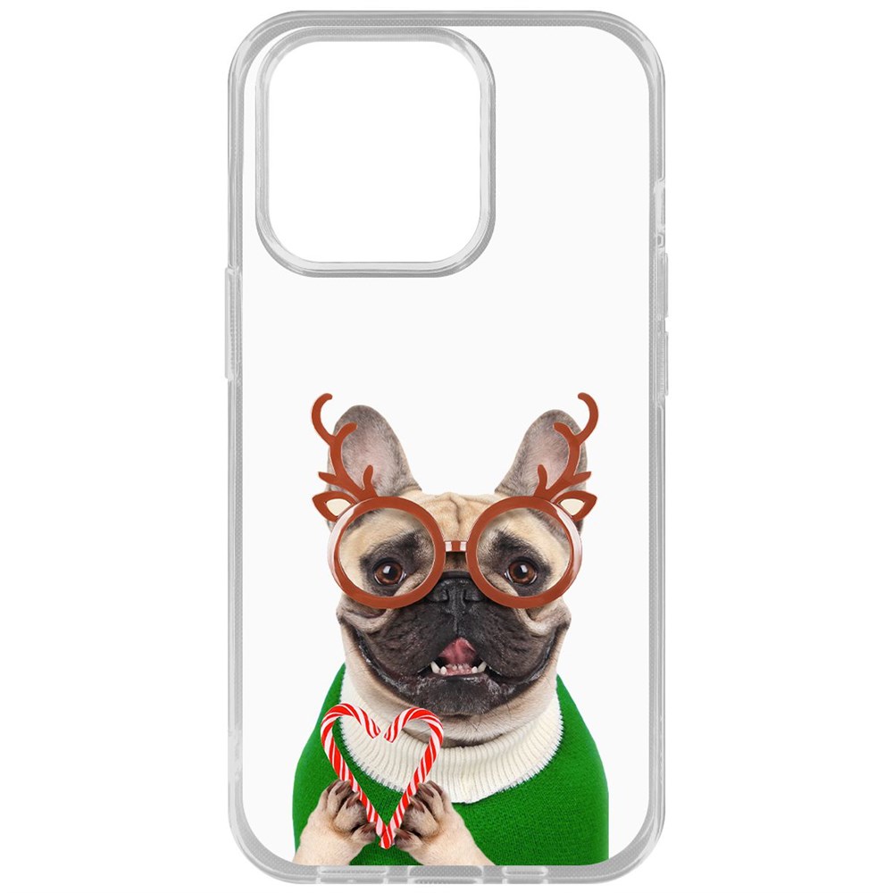 

Чехол-накладка Krutoff Clear Case Новогодний француз для iPhone 14 Pro, Прозрачный