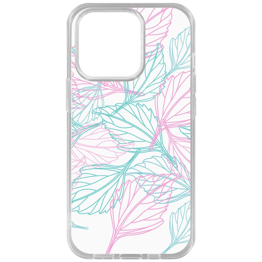

Чехол-накладка Krutoff Clear Case Листья паттерн для iPhone 14 Pro, Прозрачный