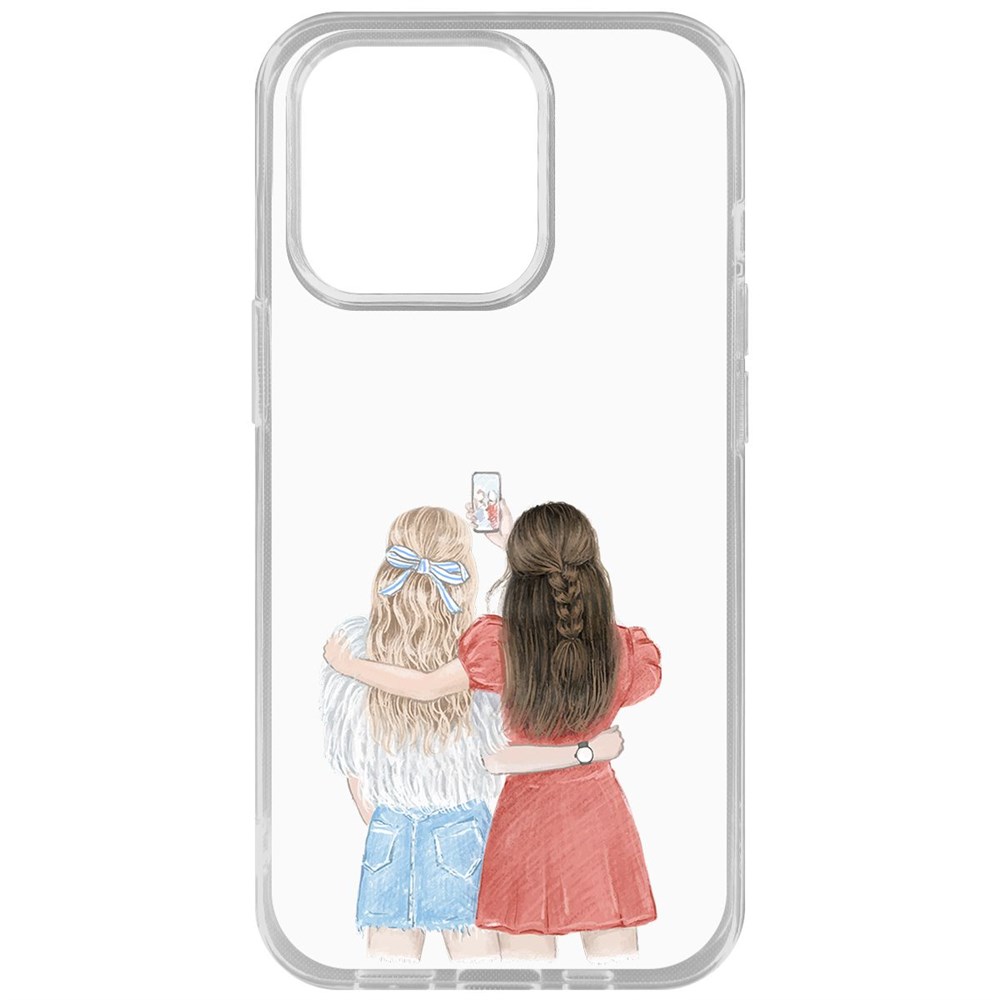 

Чехол-накладка Krutoff Clear Case Лучшие подруги для iPhone 14 Pro, Прозрачный