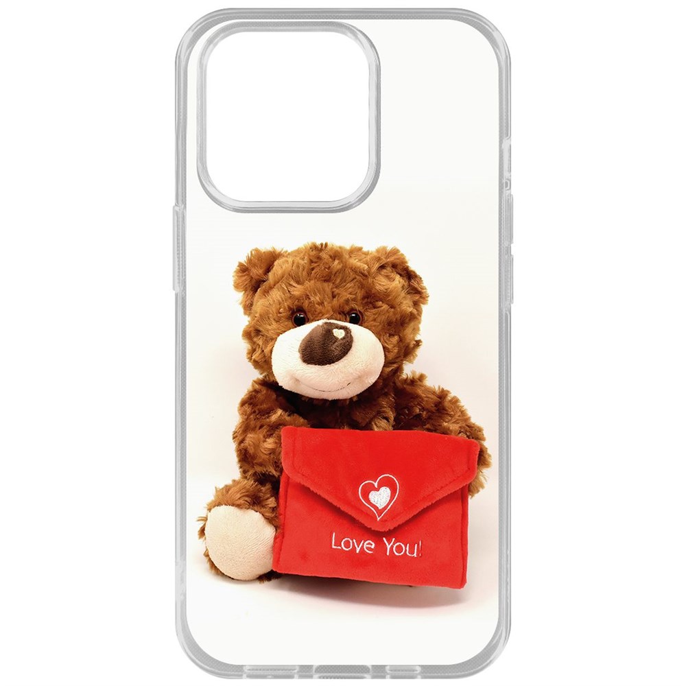 

Чехол-накладка Krutoff Clear Case Медвежонок тебя любит для iPhone 14 Pro, Прозрачный