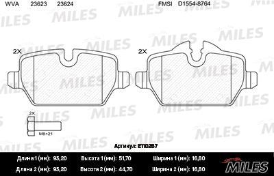 

Колодки тормозные задние BMW 1/3 04>13 Mini Mini Countryman/Mini Paceman 10>16 Miles E1102