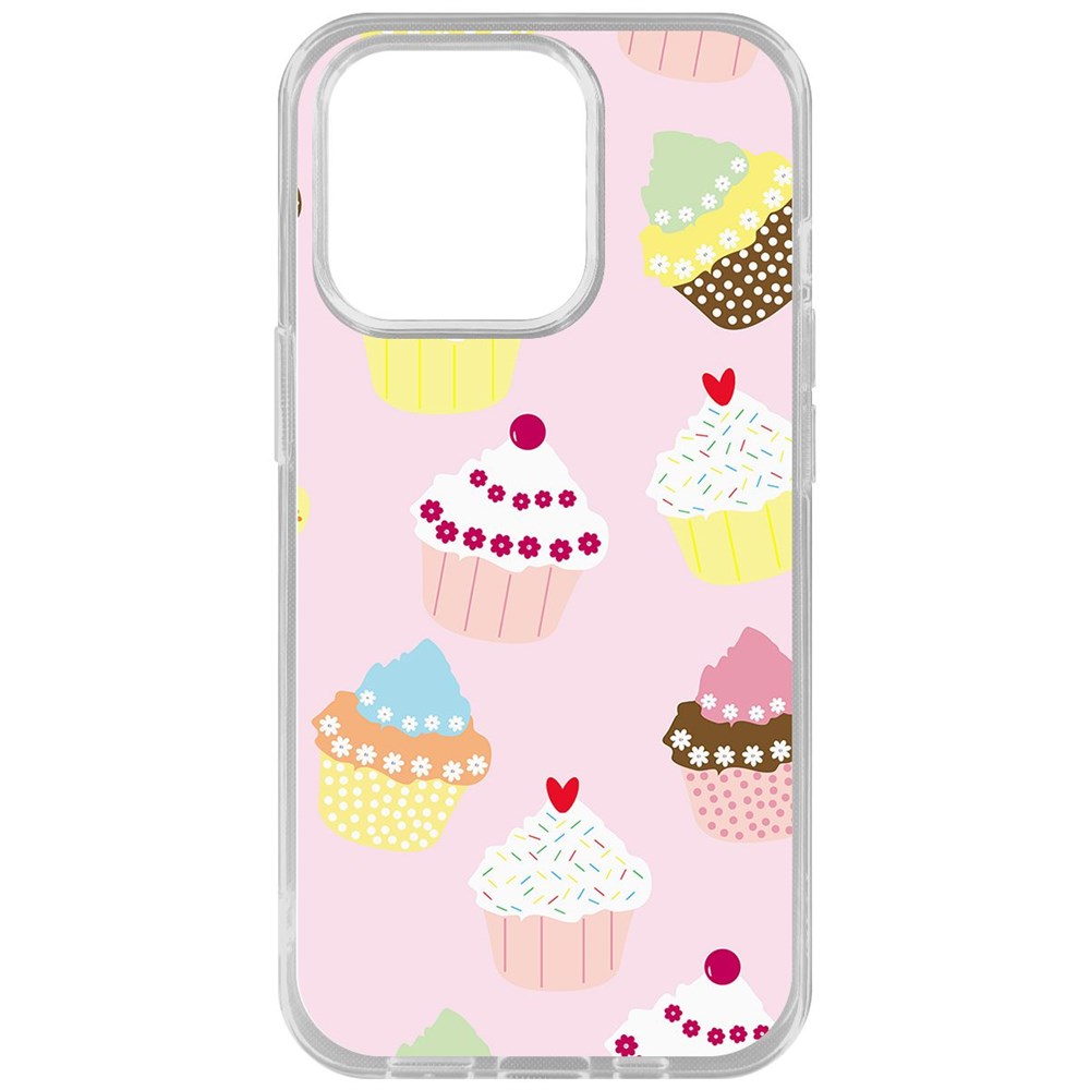

Чехол-накладка Krutoff Clear Case Пироженки для iPhone 14 Pro, Прозрачный