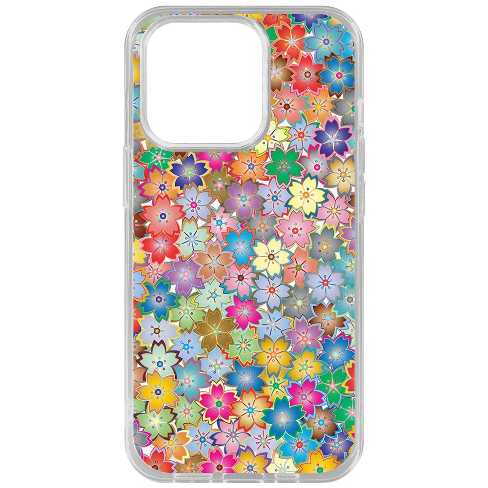 

Чехол-накладка Krutoff Clear Case Цветочный паттерн 4 для iPhone 14 Pro, Прозрачный