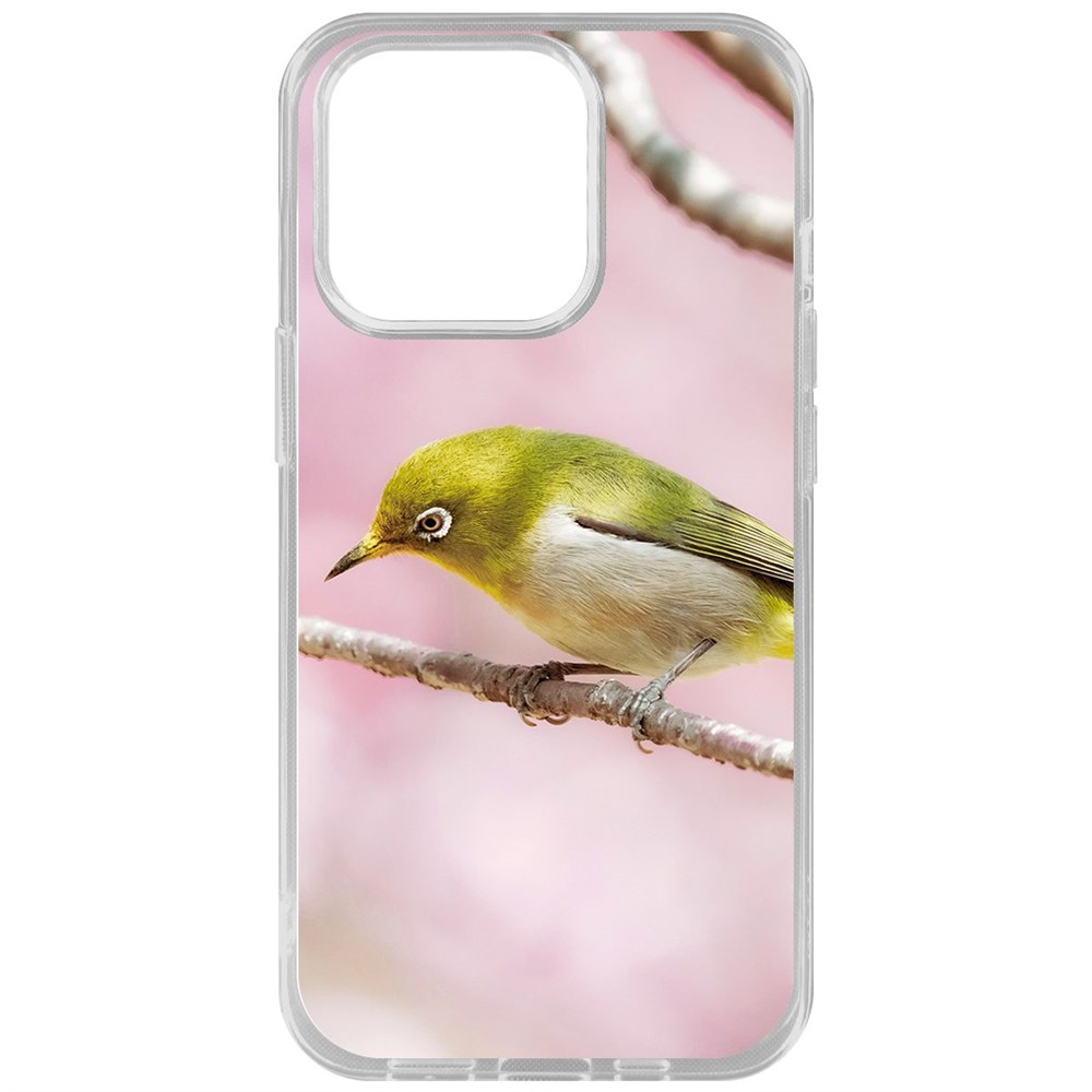 

Чехол-накладка Krutoff Clear Case Японская белоглазка для iPhone 14 Pro, Прозрачный