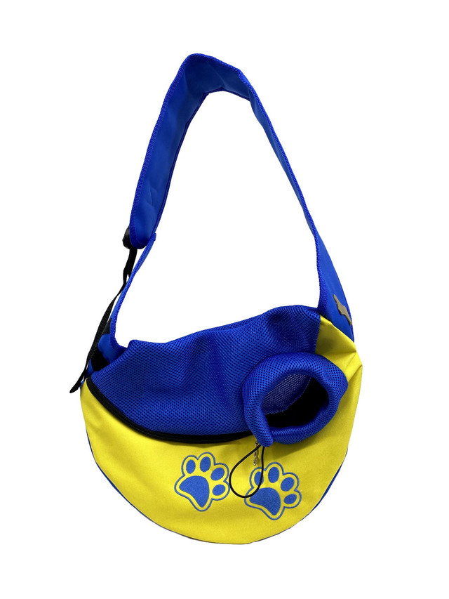 фото Сумка-слинг для переноски кошек и собак melenni 15x45x32см желтый, синий с рисунком