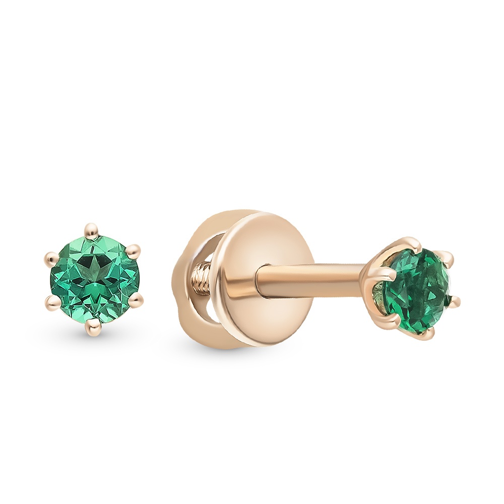 

Серьги из красного золота 585Gold 102010692, изумруд искусственный, 102010692