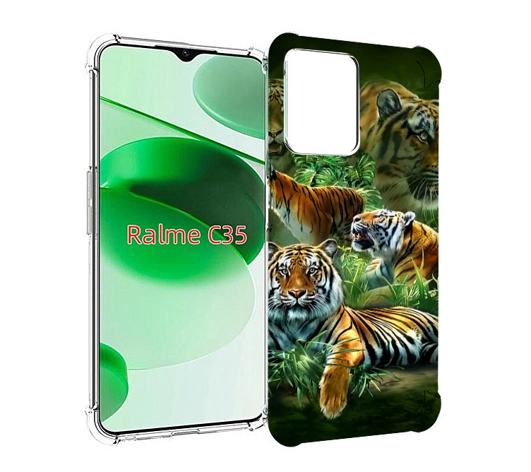 

Чехол MyPads Тигры для Realme C35 / Narzo 50A Prime, Прозрачный, Tocco